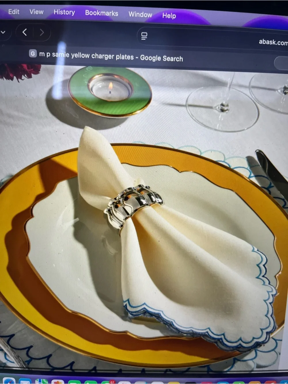 Porcelaines M P Samie-Limoges Yellow Charger Plates- Set of 4